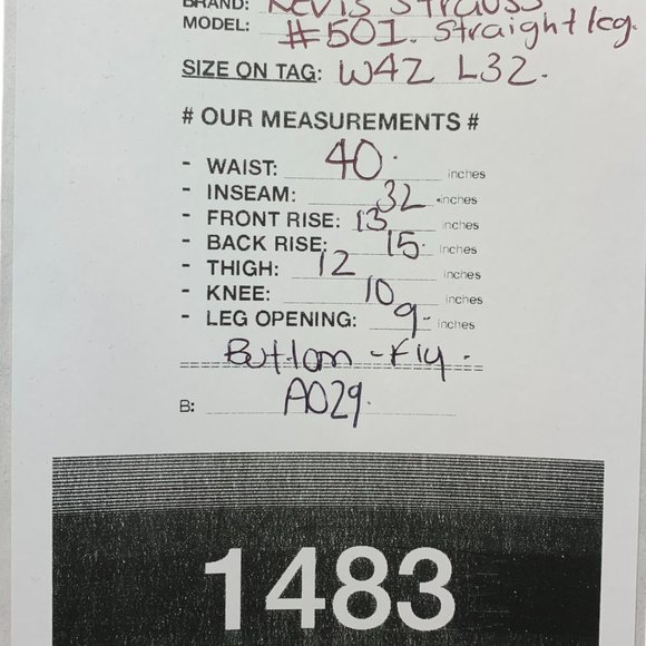 Levi's 501 Straight Leg Button Fly Mens Jeans Tag W42 L32 Blue Straight -W42xL - Picture 12 of 12